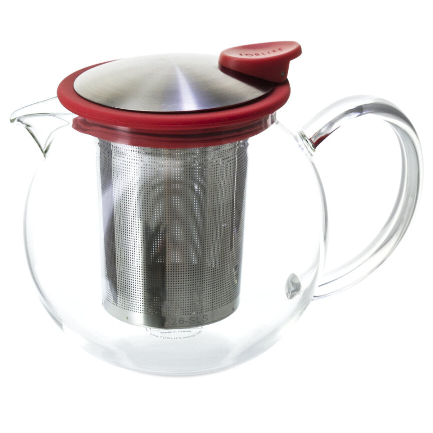 FORLIFE Bola Glass Teapot Red