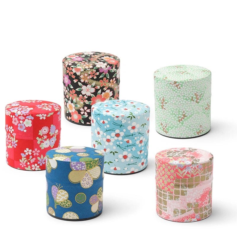 Tea Canister: Japanese Washi Paper PINK Medium Size
