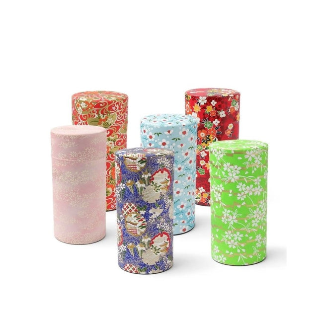 Tea Canister: Japanese Washi Paper Blue