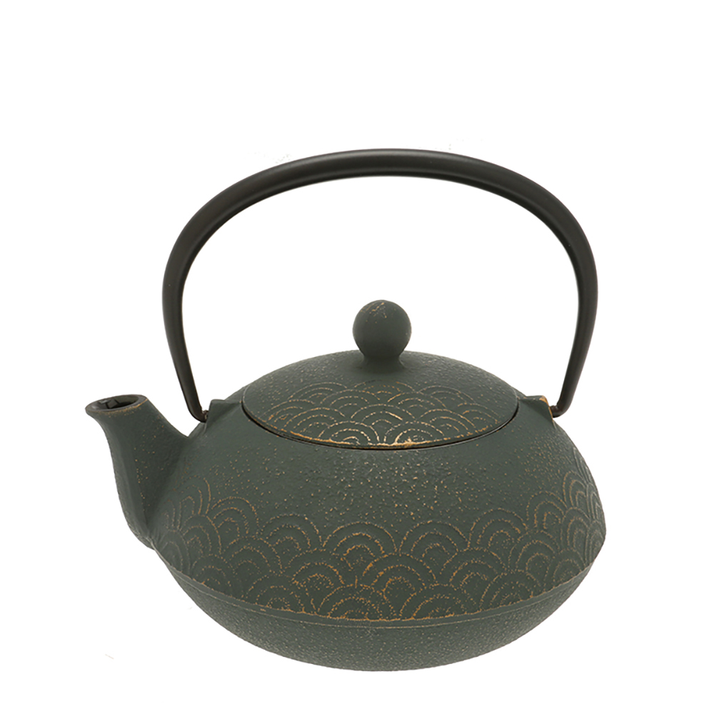 SerendipiTea Cast Iron Teapot Bronze Waves