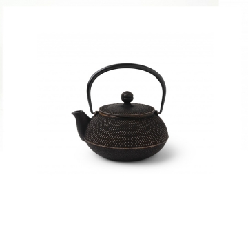 Cast Iron Teapot Gold Black