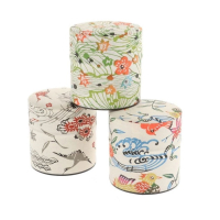 Tea Caddy: Japanese Washi Paper Avian Design